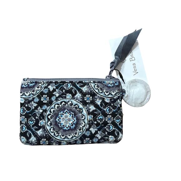 Vera Bradley Iconic Zip ID Case in Charcoal Medallion Gray & Blue New - Picture 2 of 4
